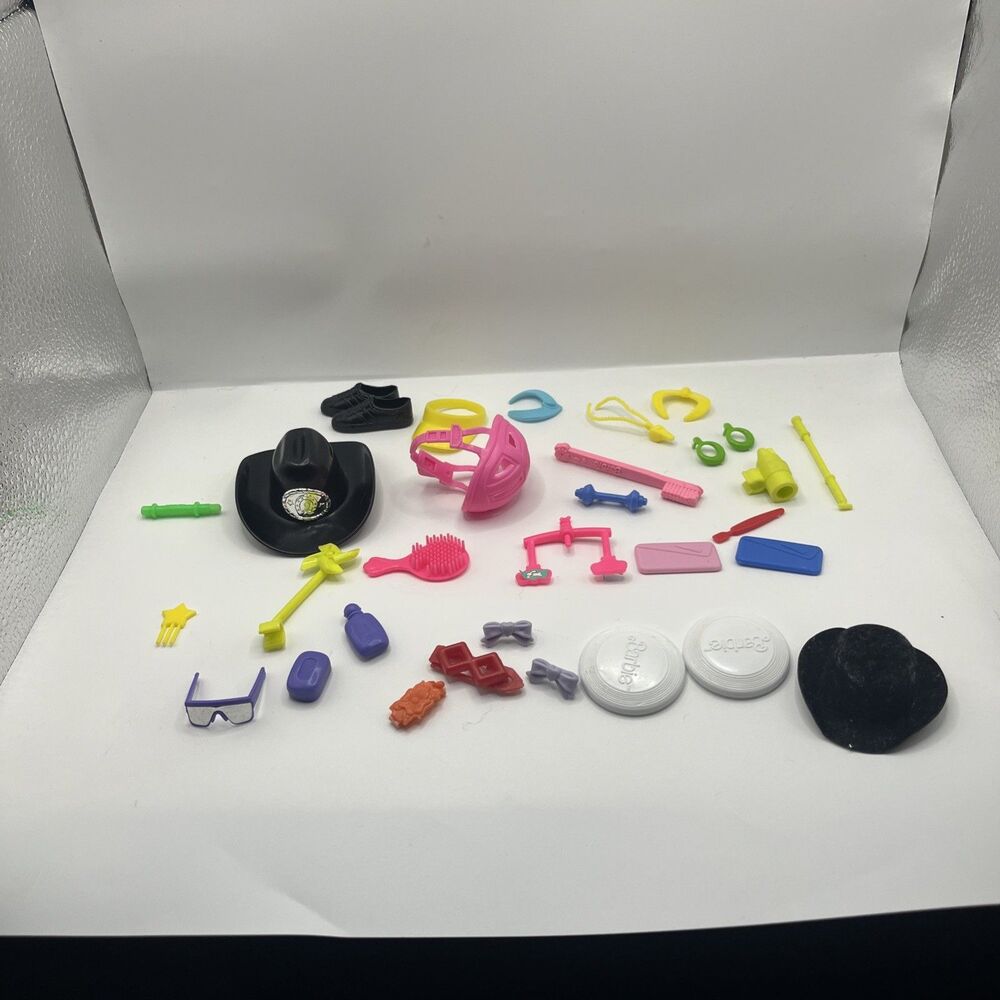 Large Lot Of Barbie Doll Shoes Hair Accessories Vanity Items  (B1)